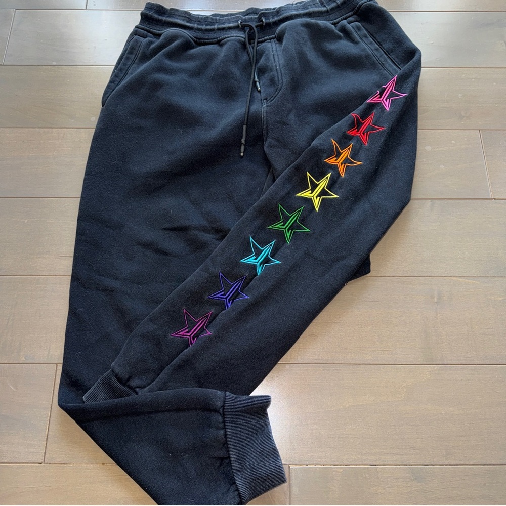 Jeffree Star Rainbow Stars Black Sweatpants
